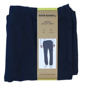 Eddie Bauer Canvas Utility Pants Men 32x32 Black Stretch Ultra Durable NWT